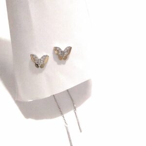 PENDIENTES MARIPOSA EN PLATA DE LEY Y ORO