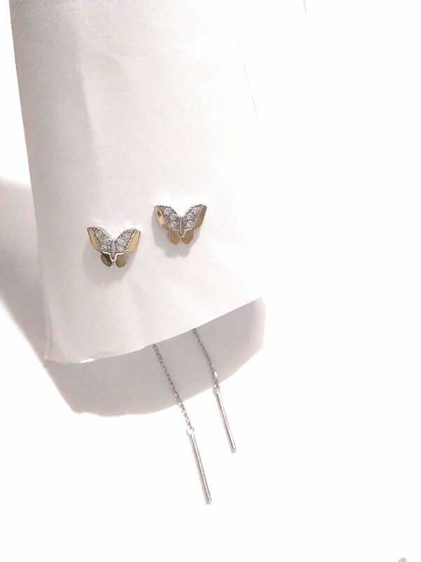 PENDIENTES MARIPOSA EN PLATA DE LEY Y ORO