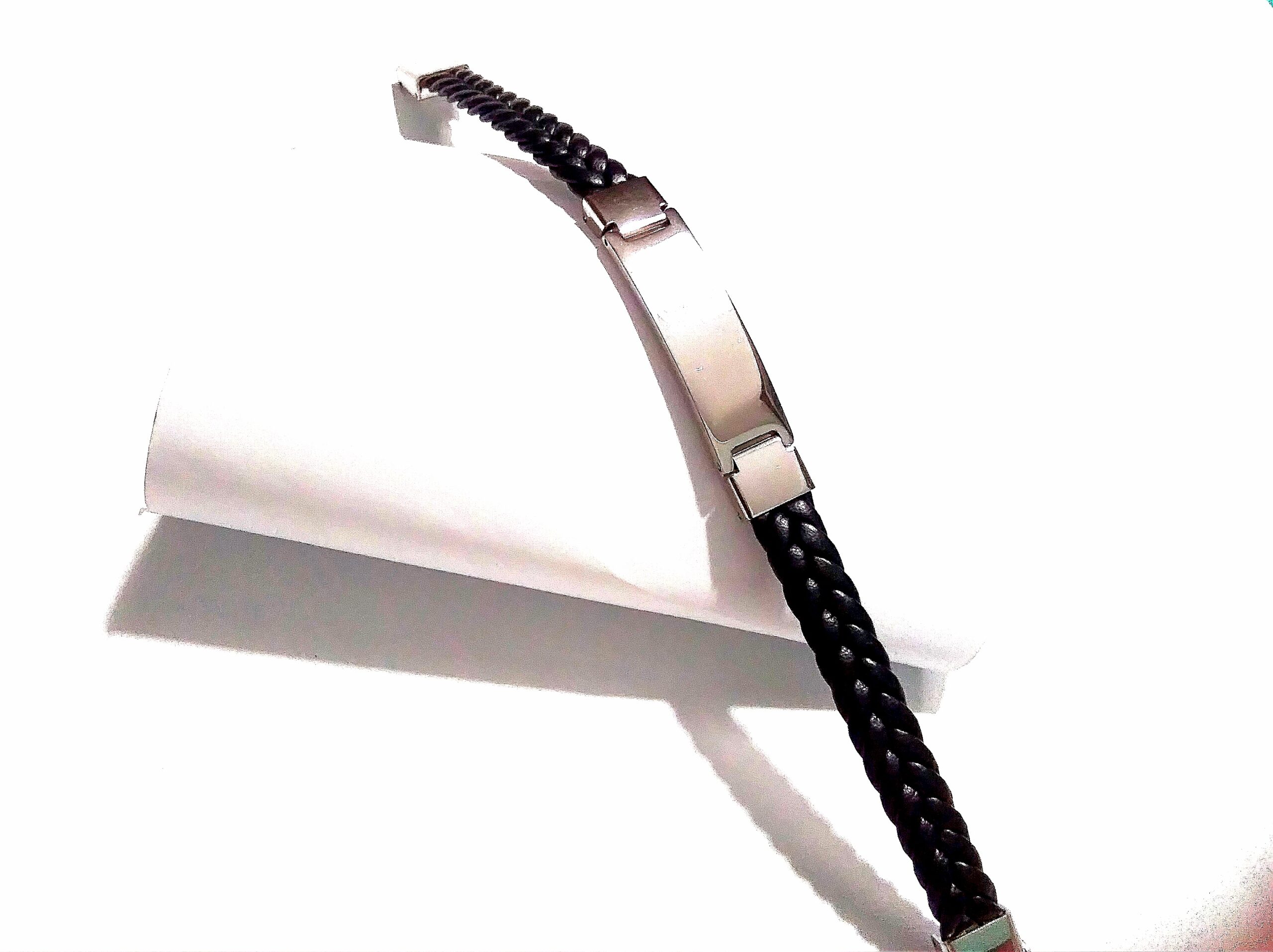 PULSERA CUERO Y PLACA ACERO - Imagen 2