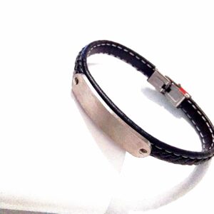 PULSERA CUERO TRENZADO Y ACERO